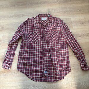 Men's Levi's Red Button Down Shirt Size XL Plaid Long Sleeve